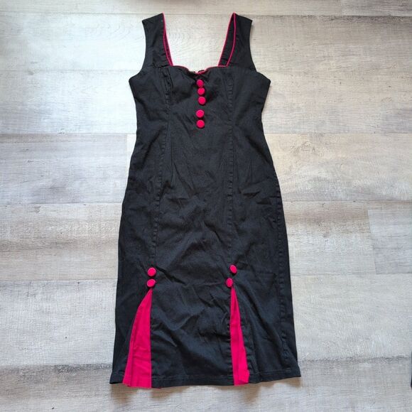 Living Dead Souls Midi Black Sleeveless Dress sz M Gothcore Punk - Picture 1 of 8